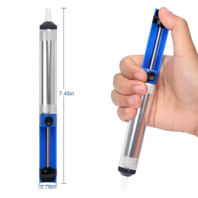 Herramienta de bomba de succión para desoldar de aluminio, ventosa para soldar, dispositivo de eliminación de pluma de estaño, soldador al vacío azul, desoldador