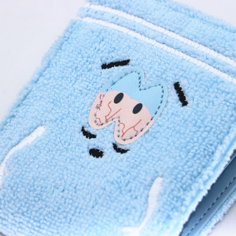 Leuke handdoekdoek geborduurde anime mode portemonnee, gepersonaliseerde designer ID-kaarthouder