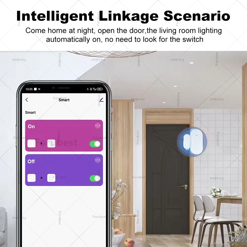 Sensor de puerta Zigbee, Detector de contacto de ventana abierto y cerrado con detección de luminosidad/vibración, Control por aplicación para Alexa Google Home Z2M