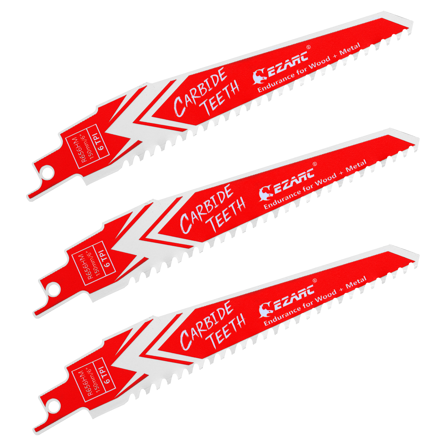 3 шт. твердосплавное полотно сабельной пилы для сноса твердой древесины и металла R656HM и R956HM 150 мм (6 дюймов) 225 мм (9 дюймов) 6TPI