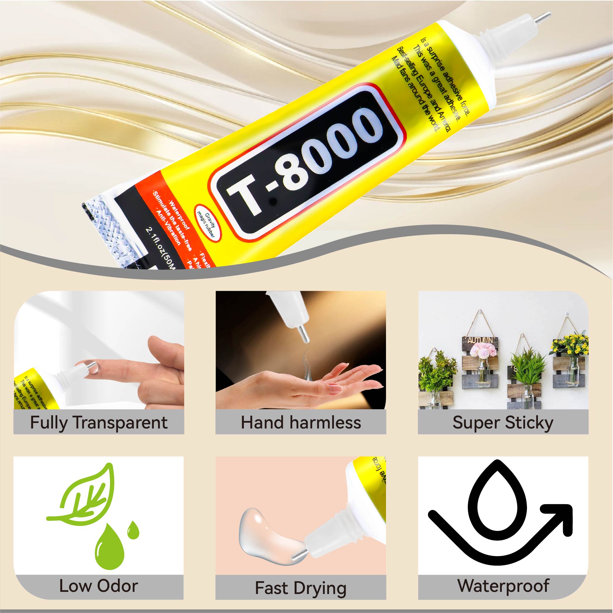 1pcs Phone Repair Glue LCD Screen Glue T8000 Cell Phone Adhesive Phone Glue Electronic Glue T8000 Multifunction DIY Adhesive