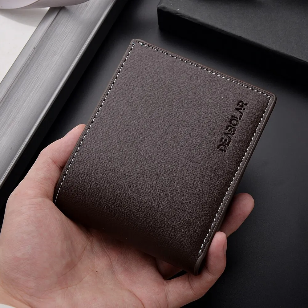 Leather Men Short Wallet Thin Style Folding Young Men Credit Card Holder Wallet