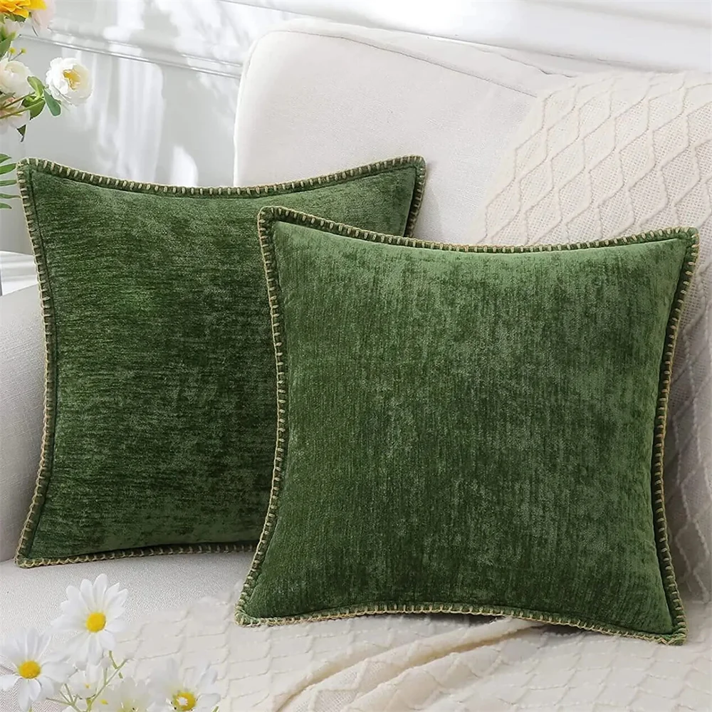 สีฟ้า Chenille เบาะรองนั่ง 45x45 หมอน 30x50 ซม.โซฟาตกแต่งโยนหมอนนุ่มหรูหราสําหรับห้องนั่งเล่นโซฟาตกแต่ง 