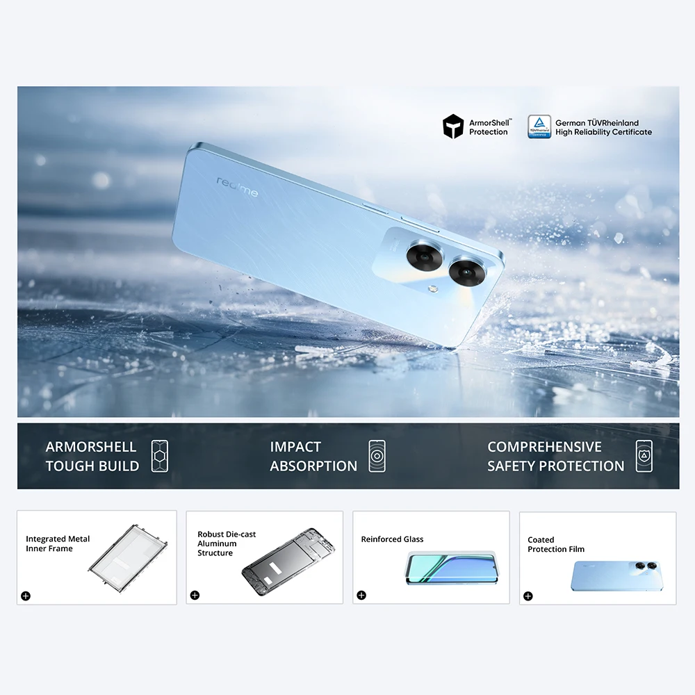 Realme nota 60 4 + 256gb 6.74 ''90hz display telefone 32mp câmera clara 5000mah ip64 à prova dip64 água resistente a quedas proteção completa