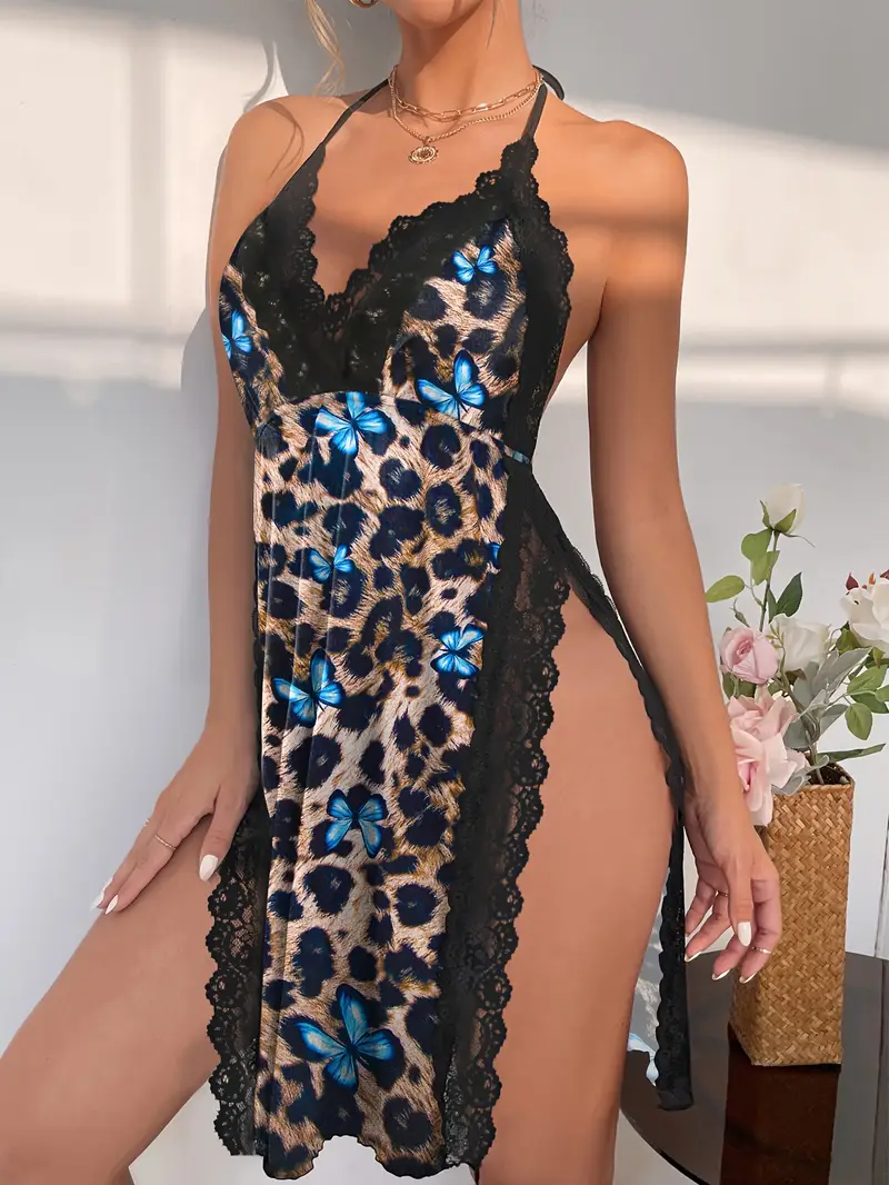 Sexy damesondergoed groot formaat losse thuisnachtjapon met split