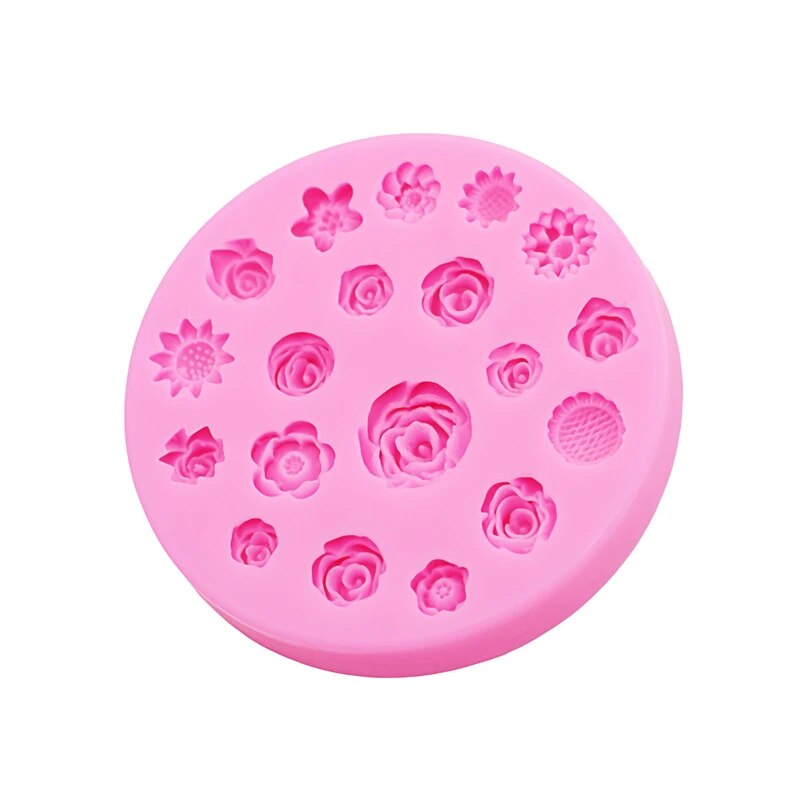 Molde de silicona con flores, funda de teléfono de resina con flores, cuerda para la cabeza, tarjeta para el pelo, accesorios de joyería, molde de silicona para pastel de Chocolate con flores