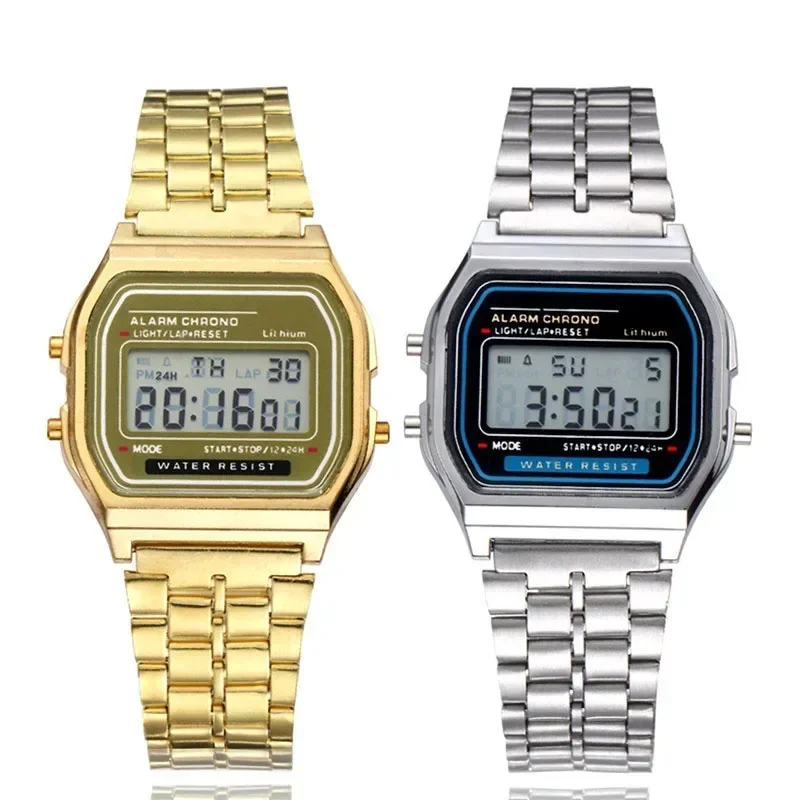 Reloj deportivo para Hombre, Reloj de pulsera cuadrado de acero inoxidable de lujo a la moda Led Digital, relojes electrónicos para mujer, Reloj para Hombre