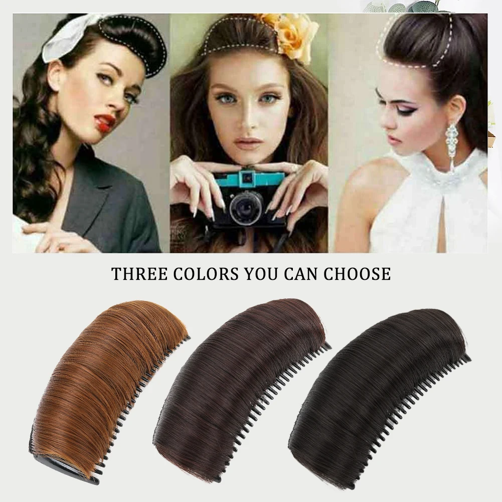 Clipe de coque invisível, base de cabelo sintético falso, almofada de cabelo fofo, ferramenta de inserção de estilo, volume, almofada de cabelo aumentada