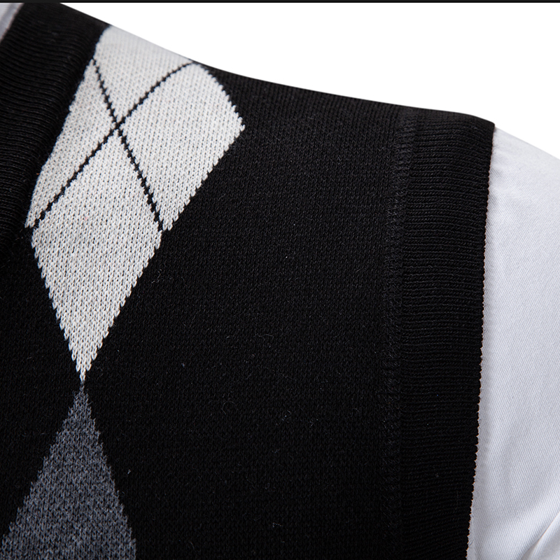 Heren Zachte Trui Vest Lente Herfst Mouwloze Gebreide Trui Man Vader Mode Gebreide Vesten Zwart Grijs Plaid S-2XL