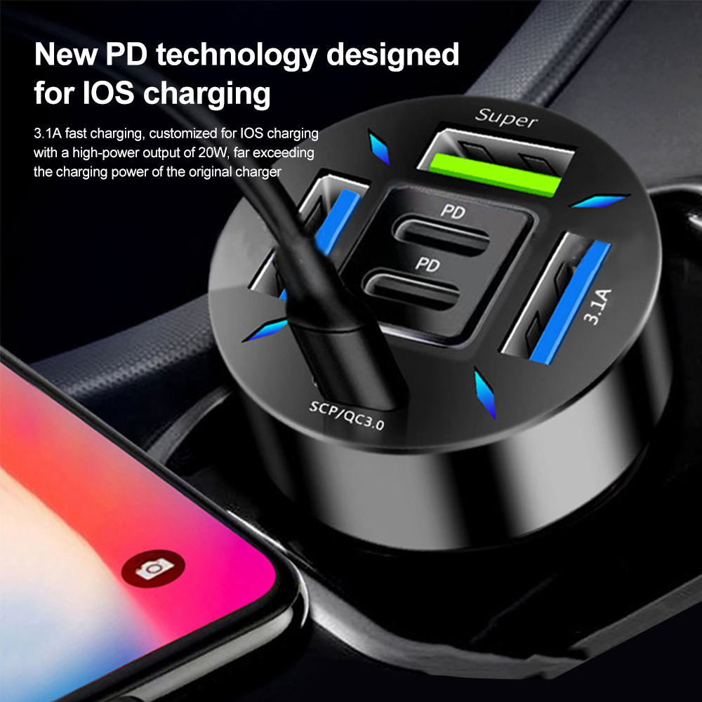 Ładowarka samochodowa 66 W USB typu C Szybkie ładowanie Ładowarka do telefonu iPhone 14 Pro Max Xiaomi Samsung Huawei Ładowarka samochodowa