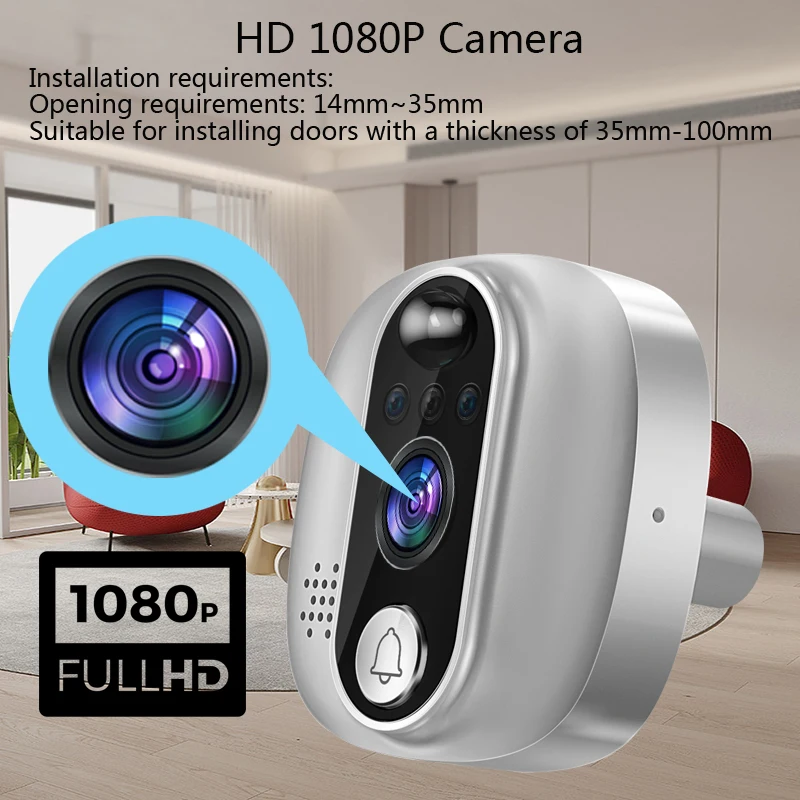 Tuya câmera de vídeo inteligente campainha wifi 1080p olho mágico campainha da porta ip com tela de exibição de 4.3 polegadas funciona com alexa google casa
