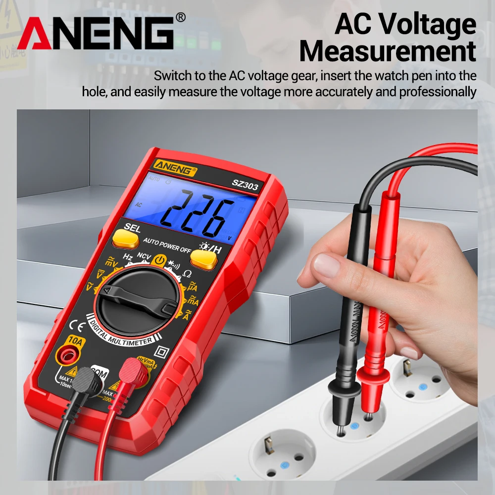 ANENG SZ303 Smart Digital Multimeter 1999 Count Professional AC/DC Voltage Current Electrical Data Retention High Precision Tool