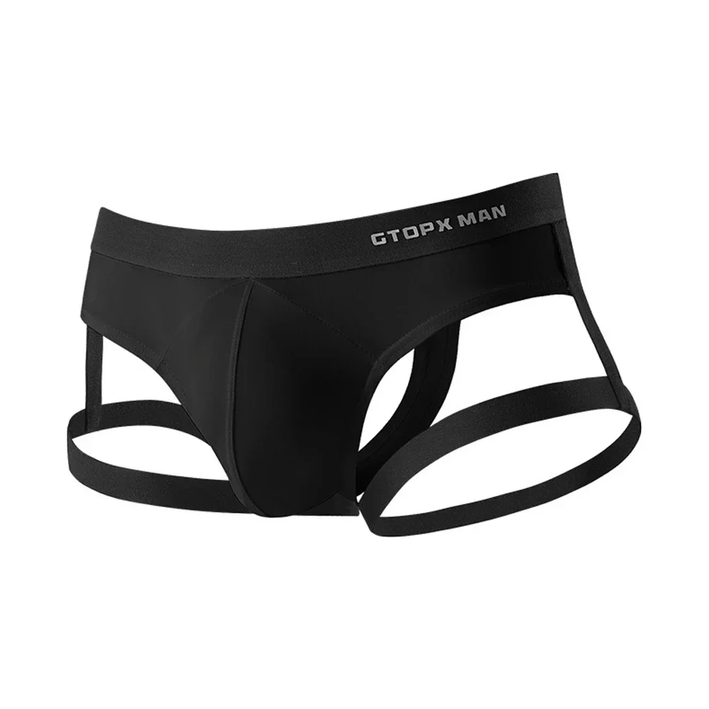 Hommes glace soie en forme de T jarretelle sangle U convexe mince dos nu Jockstrap sous-vêtement confortable slips caleçon mâle string
