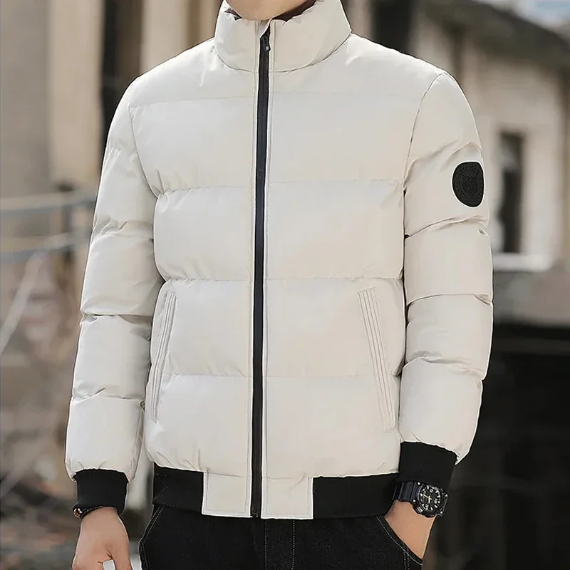 Heren Herfst Winter Verdikte Warme Jas Waterdicht Casual Losse Parka Effen Stand O-hals Parka voor Mannen Straat Rits Jas Mannen