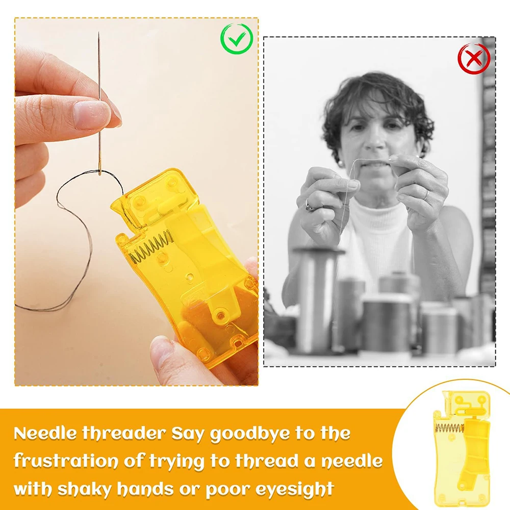 ที่สนเข็มอัตโนมัติ Quick เข็ม Threader เครื่องมือ Self-Thread Guide เย็บเข็มอุปกรณ์สําหรับ DIY อุปกรณ์เย็บผ้าเครื่องมือ