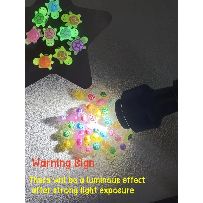 4pcs Glow-In-The-Dark Cute Turtle Detachable Shoe Charms Decorations Luminous Clips For Beach Sandals Accessories