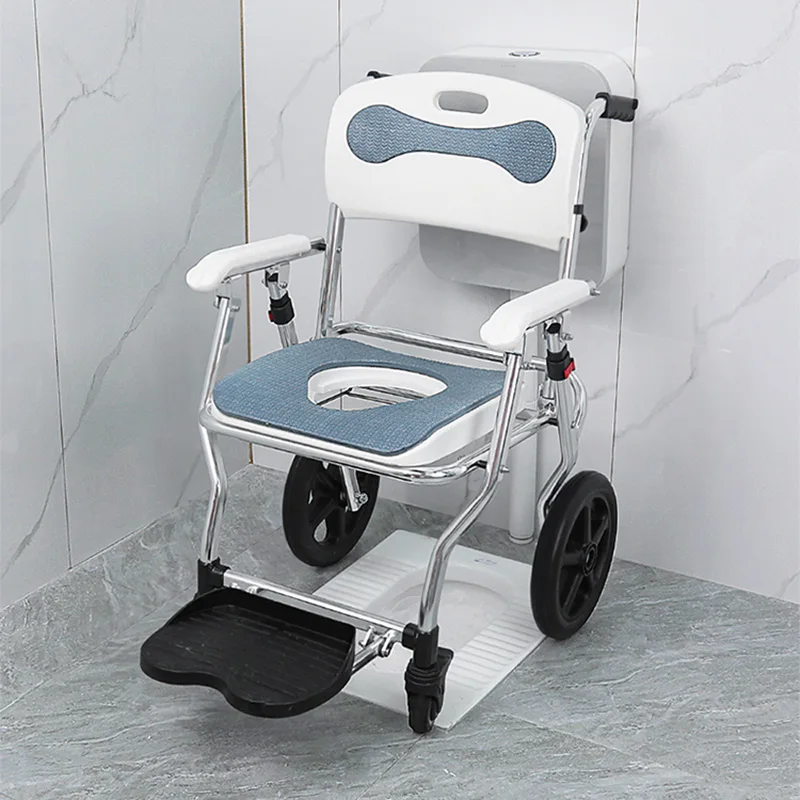 Asiento de elevación portátil, silla geriátrica reclinable móvil con bandeja, asiento cómodo con ruedas, Krzesło Prysznicowe Walker