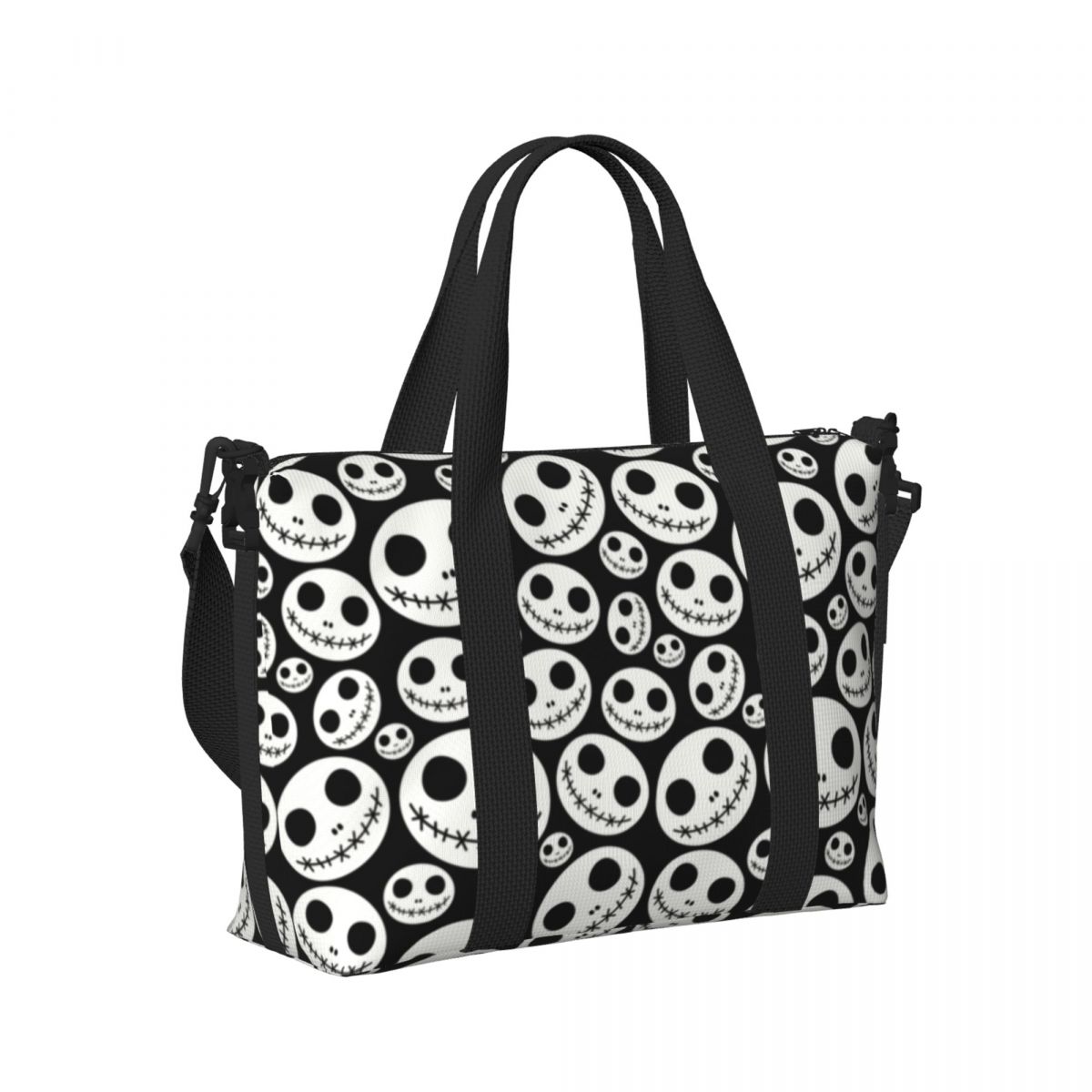 Custom Halloween Skeleton Jack Skellington Beach Tote Bag for  The Nightmare Before Christmas Compartment Beach Gym Travel Bags