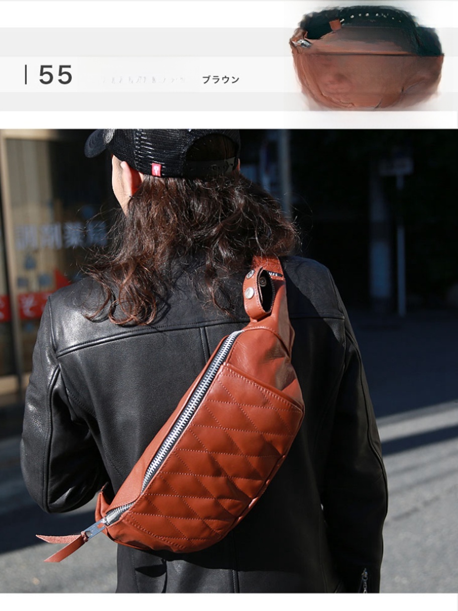 Bolsa de Cintura de Couro para Motocicleta, Bolsa de Peito, 2 Cores, Bolsa Corporal Almofadada Schott, Forro de Lona ia, F...