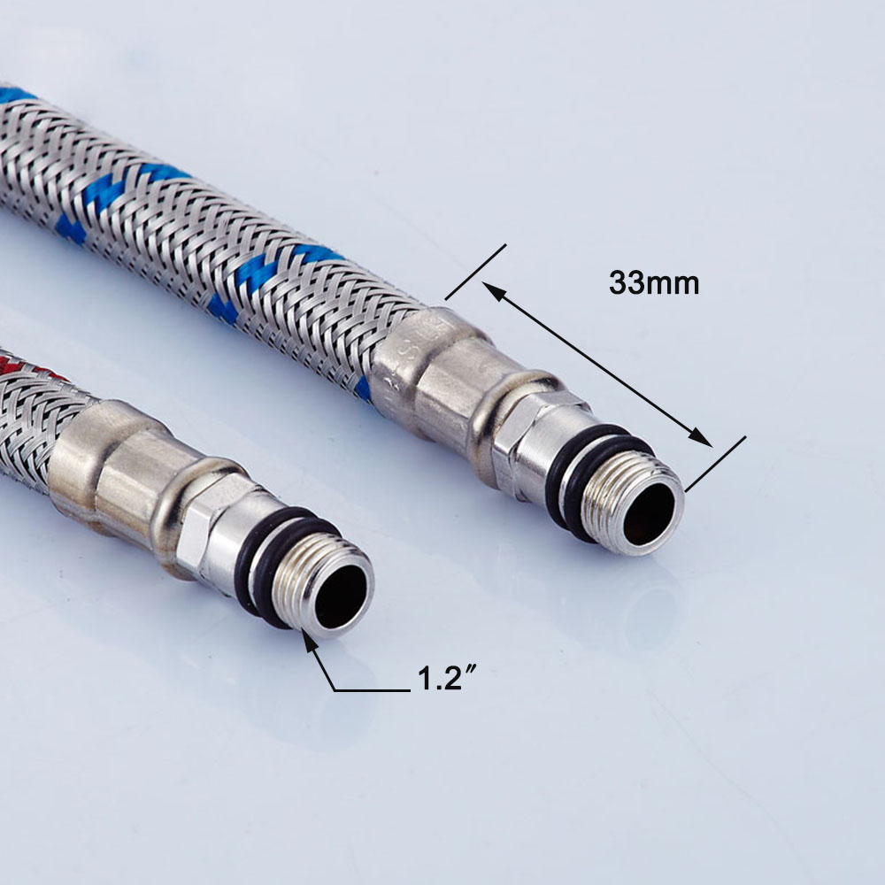 G1/2 G3/8 G9/16 1 คู่สแตนเลสสตีลยืดหยุ่นท่อประปาก๊อกน้ําร้อนเย็นท่อห้องน้ํา Part 50 ซม.