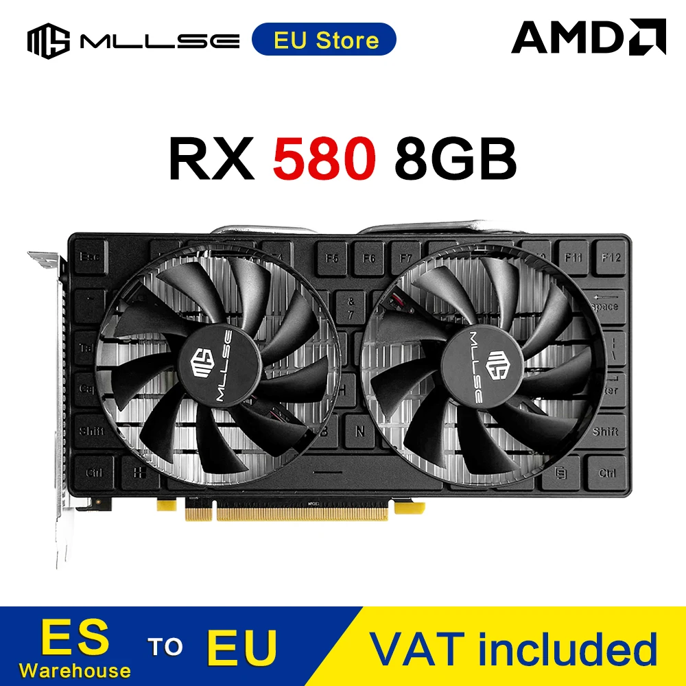 MLLSE AMD RX 580 8 Go 2048SP placa gráfica de jogo GDDR5 bits 6 broches PCI Express × 16 GPU radoon rx580 8g