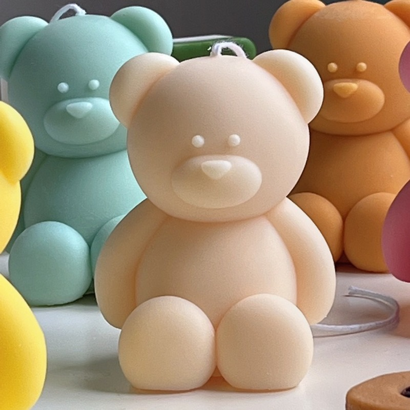 3d Nette Cartoon Bär Silikon Kerze Form Harz Gips Eiswürfel Backform Schlafzimmer Dekor Geburtstag Party Geschenke Hochzeit Souvenirs