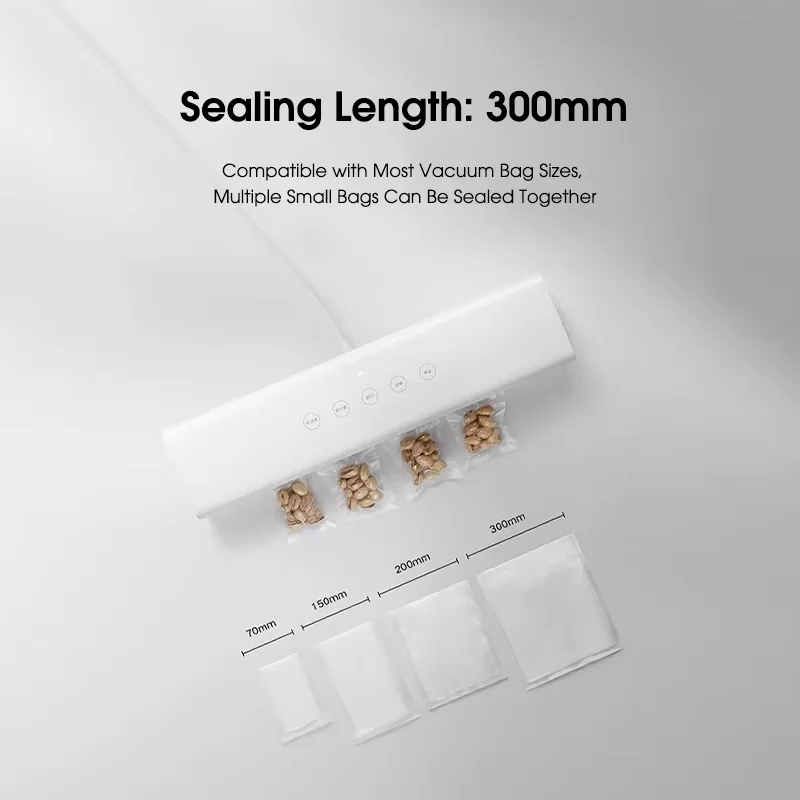 Xiaomi mijia máquina seladora a vácuo com 10 peças de sacos a vácuo grátis 220v máquina seladora para pacote a vácuo para cozinha doméstica