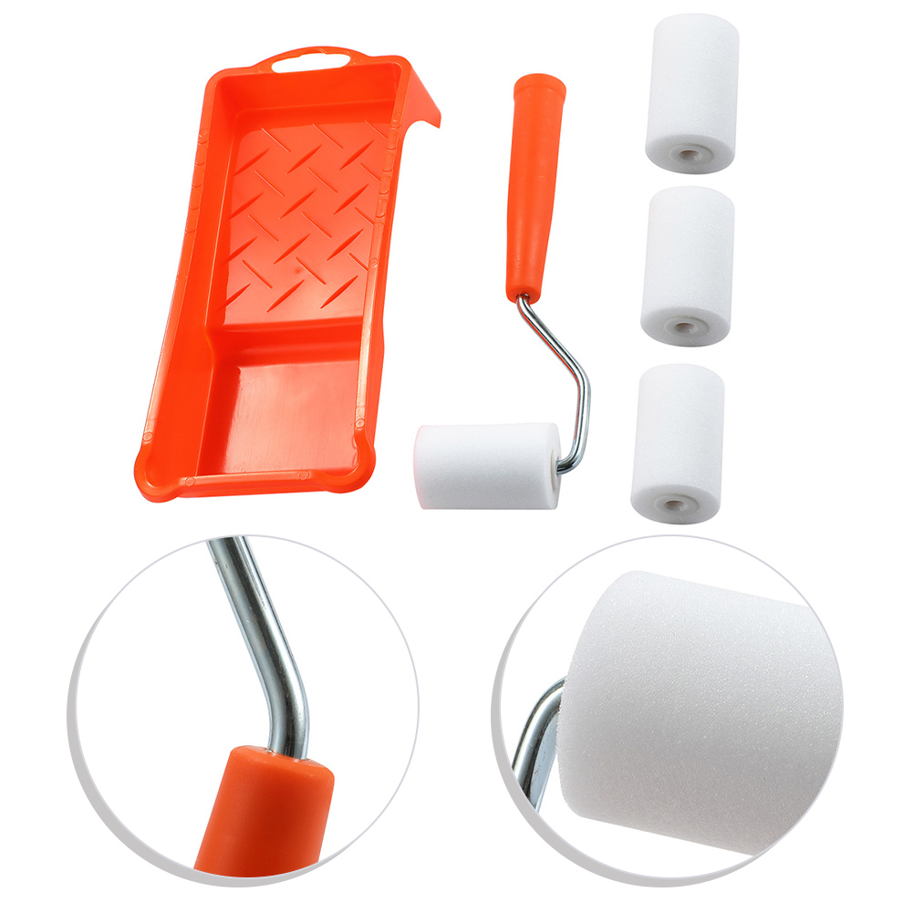 2-Zoll-Set für kleine Farbroller, hochdichter Schaumstoff-Farbroller, Farbtablett-Einsatz für Wandmalwerkzeuge