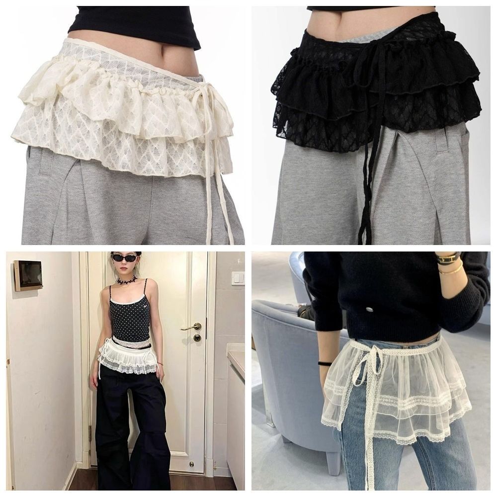 Mini jupes en dentelle Sweet Balletcore Y2k, jupes à volants de Style coréen, courtes, taille haute, rideau de fesses pour femmes