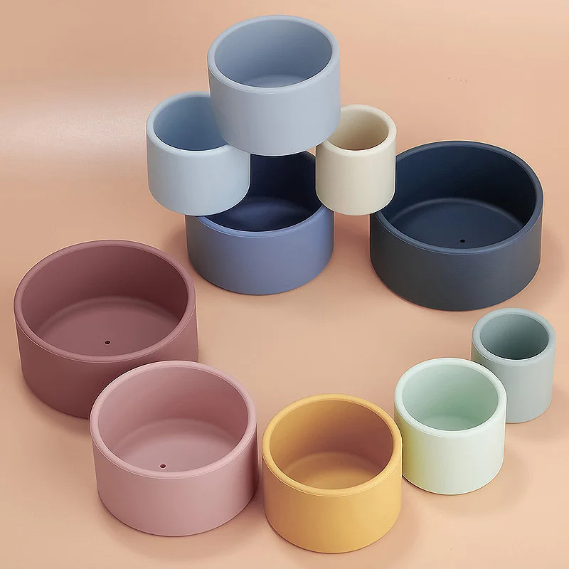 TYRY.HU 1 セットベビーシリコーンビルディングブロック BPA フリーラウンドカップソフトブロック 3D 教育モンテッソーリおもちゃベビーおしゃぶりギフト