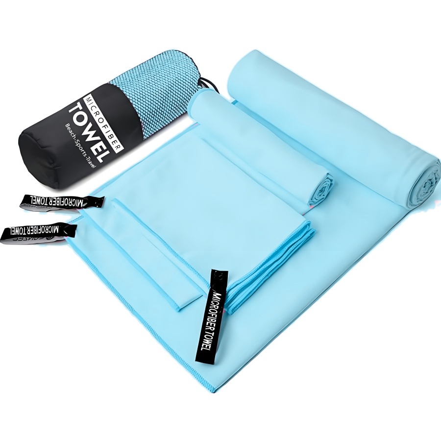 3 pçs toalha de praia de secagem rápida, toalha de viagem de microfibra 3 tamanhos em 1 pacote, conjunto de toalha de secagem rápida para acampamento, praia, ginásio, esportes, yoga