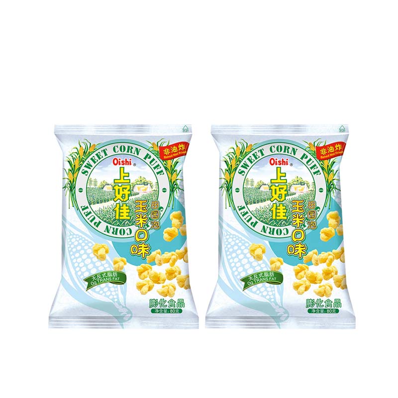OISHI Sweet Corn Puff Corn Flavor 2.82oz(80g)*2packs
