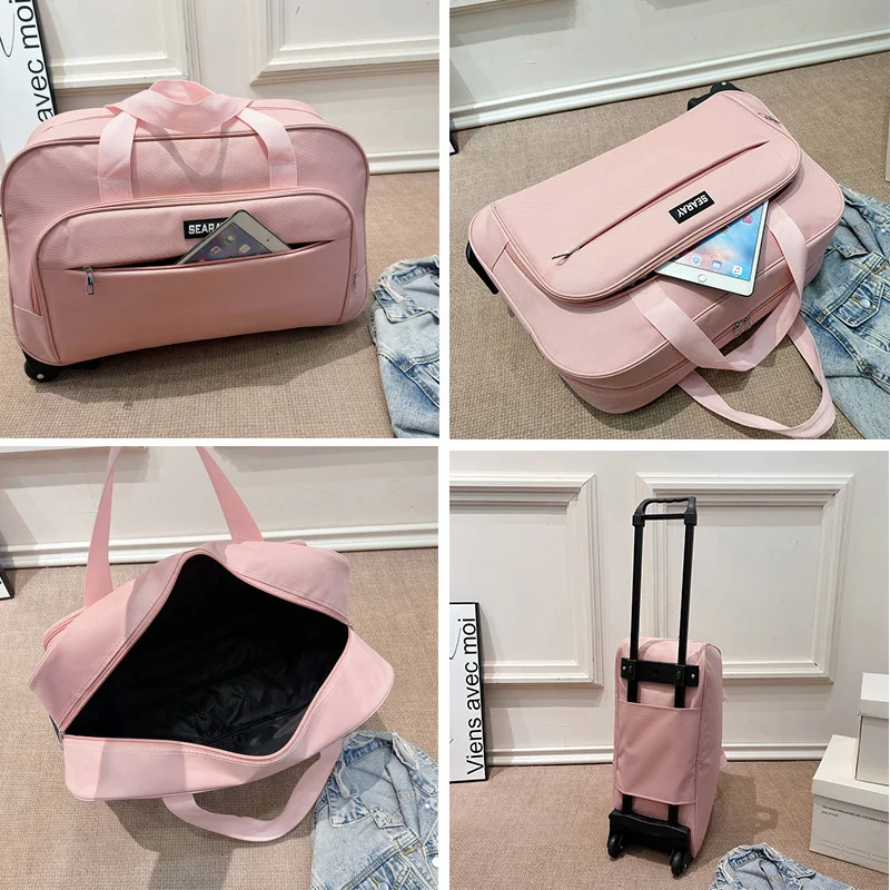 Rollgepäcktasche, große Kapazität, Reisetasche, Business-Kurztrip-Trolley, Koffer, Boarding-Gepäck, Trolley-Tasche mit Rollen