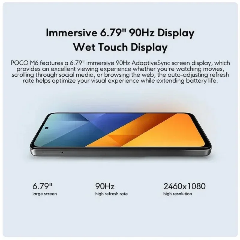 Global Version POCO M6 Helio G91-Ultra 6.79" FHD+ DotDisplay 90Hz Display 108MP+2MP Camera 5030mAh 33W fast charging NFC