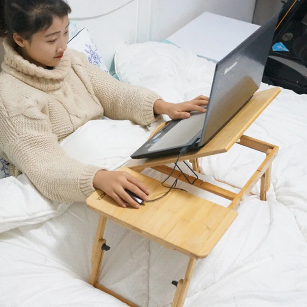 New Bamboo Portable Folding Table Laptop Table Sofa Computer Furniture Desk