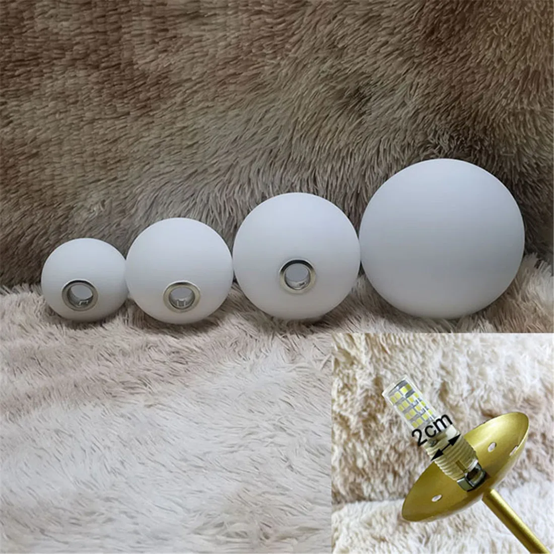 White Glass Lamp Shade for G9 Bulb, Frosted 2cm Fitter Opening  Accessory Glass Fixture Replacement Globe or Lampshade