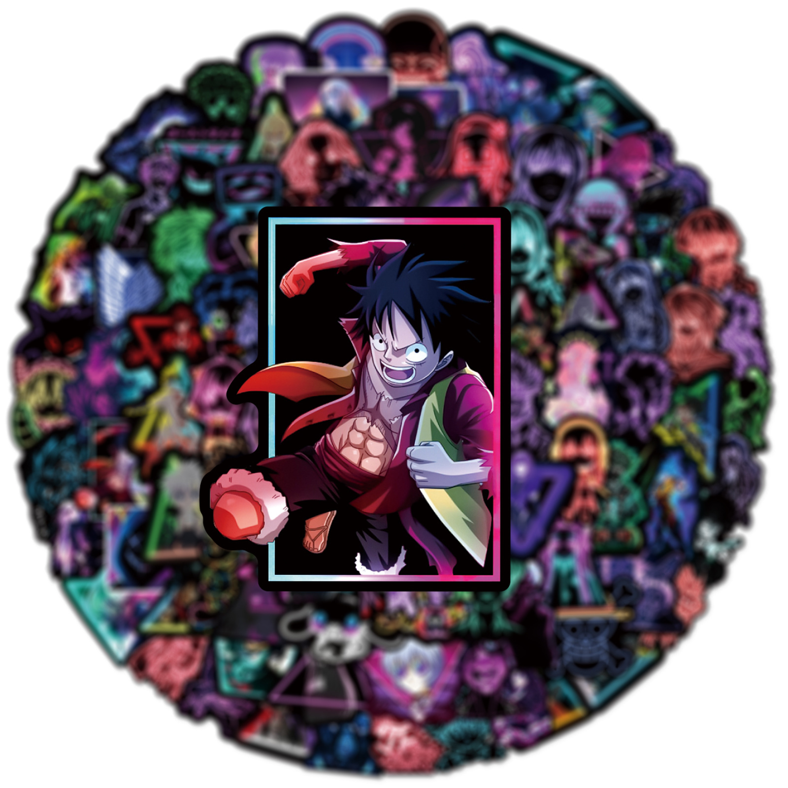 100PCS Neon Lamp Demon Slayer Several Mix Anime Stickers Decorative Stickers For Children's Toys Gift