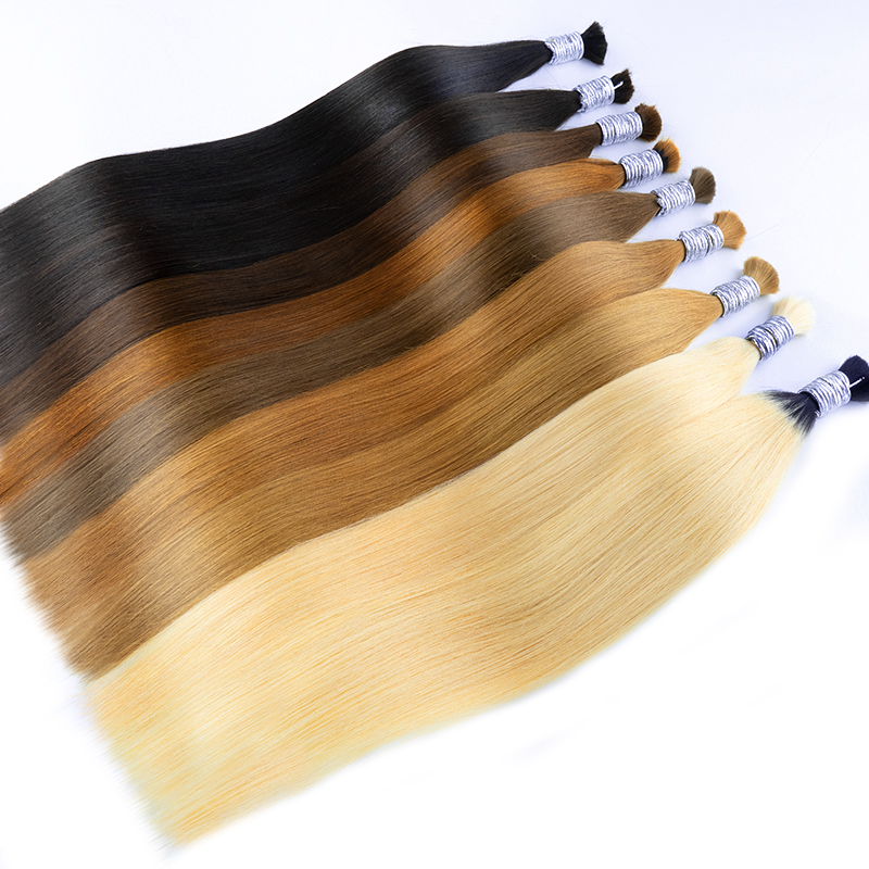100% extensión a granel de cabello humano virgen Real 1b 613 cabello rubio a granel 10a tejido para trenzar cabello liso sin procesar sin trama
