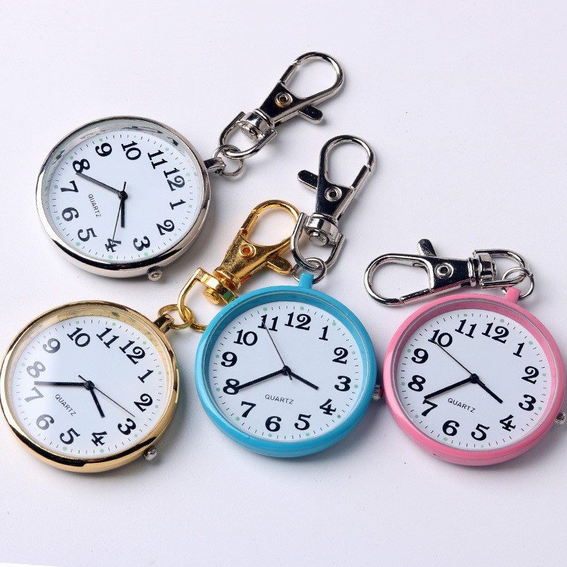 Large digital clear night light watch keychain pendant watch nurse watch student exam quartz watch waterproof pocket watch small