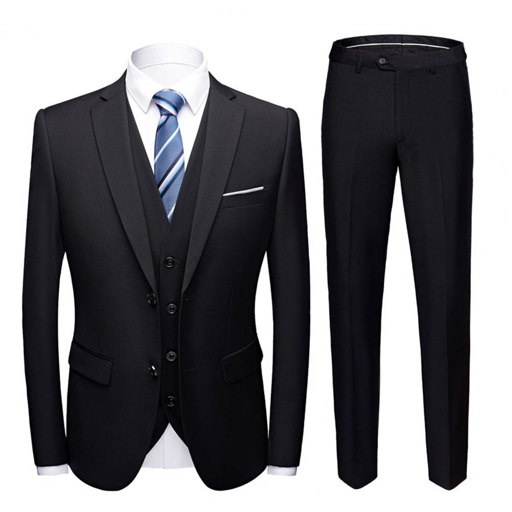 3 peça terno do noivo formal blazer + colete + calças conjunto turndown colarinho único breasted fino terno formal banquete de casamento baile de formatura terno masculino