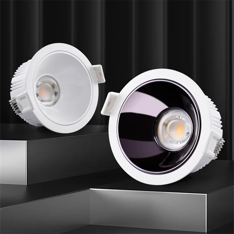 CRI 97 luces empotrables LED regulables antideslumbrantes 7W9W12W15W18W20W24W COB lámpara de techo focos AC110-230V + unidad Led