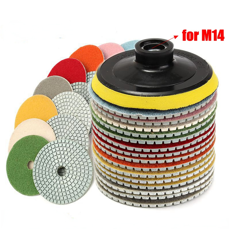 Kit de tampons de polissage diamant, 16 pièces, 4 pouces, 100mm, humide/sec, pour granit, pierre, béton, marbre, utilisation de disques de meulage