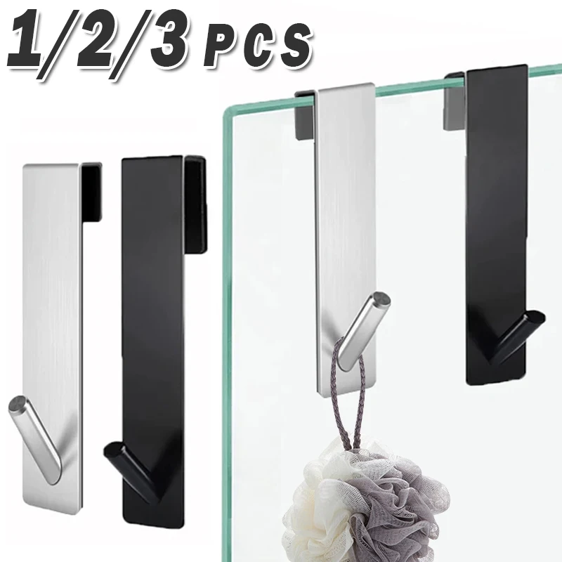 Gancho trasero para puerta de ducha de baño, puerta de vidrio de acero inoxidable, toallero de ducha en forma de S, ganchos de soporte para colgar albornoz de baño