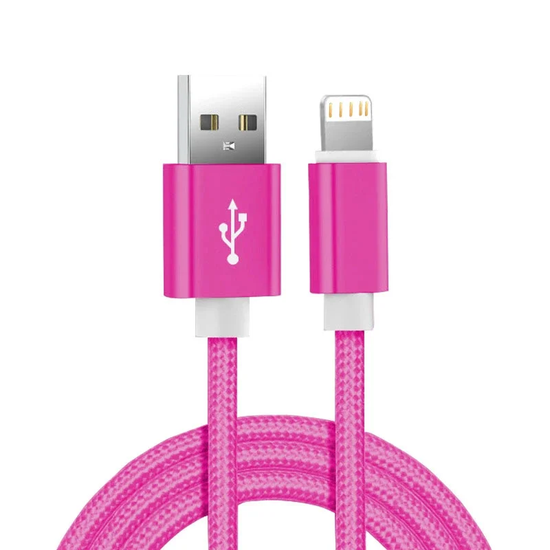 Metal Nylon Braided Fast Charging Data Cord 1m 2m 3m USB Charger Cable For iPhone 14 8 7 6S Plus X XR XS 11 12 13 Pro Max iPad 9