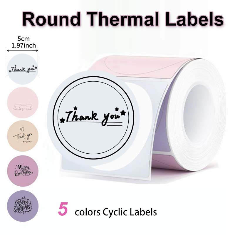 140 шт. круглые термоэтикетки 5 цветов циклические самоклеящиеся прочные рулонные наклейки для печати карты свадебный подарок круглая бирка бумага