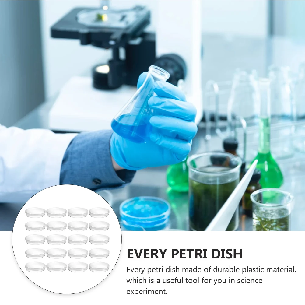 Piastre per petri da 20 pezzi Piastre per coltura trasparenti Laboratorio di ricerca scientifica Fungo Plastica biologica resistente riutilizzabile 70mm