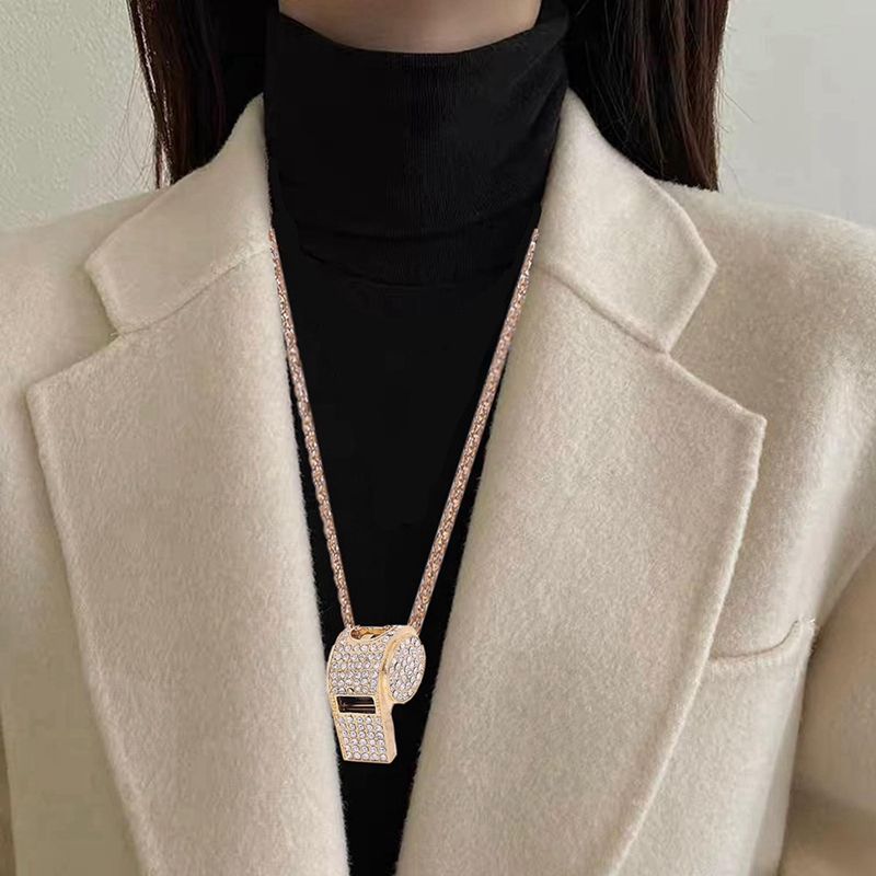 Whistle, Metal Crystal Rhinestone Whistle, Shining Whistle With Keychain For Referees, Coaches, Teachers