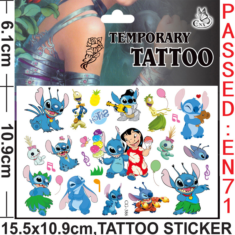 Аниме Дисней Лило и Стич татуировки наклейки Kawaii Stitch DIY наклейки украшения для дня рождения мультфильм детские игрушки подарки