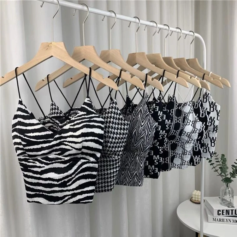Y2k Áo Lót Nữ Dây Chéo Hàng Đầu Hàn Quốc Thời Trang Da Báo Crop Top Camis Dạo Phố Gợi Cảm Bể Mùa Hè 2023 Mới