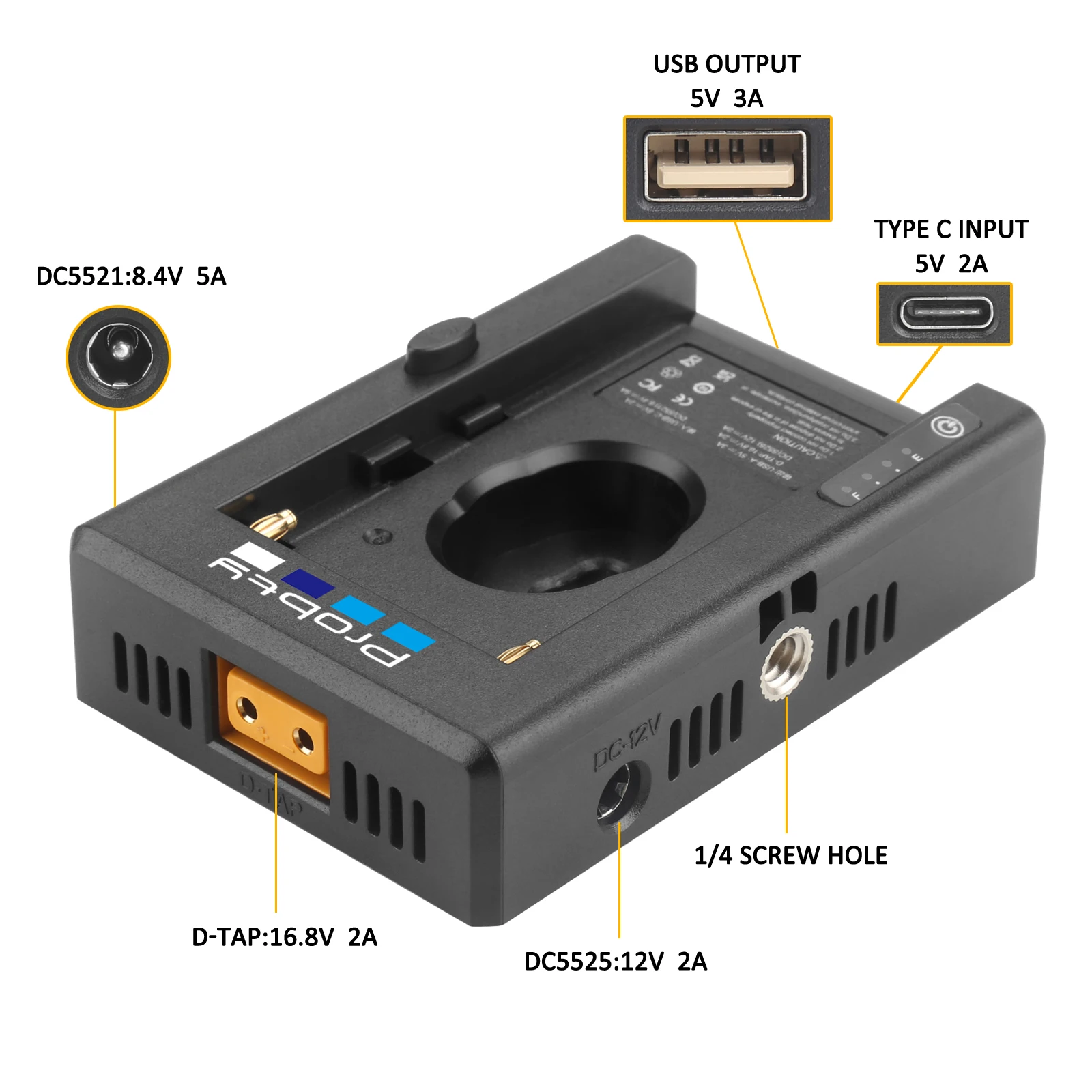 NP-F Batterieladegerät Batterieadapterplatte Kaltschuhadapter 1/4 Zoll für NP-F550 F750 F970 für BMPCC 4K 6K DSLR ILDC